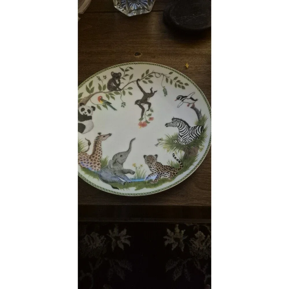 Vtg 1988 Lynn Chase Jungle Party 3Pc Children's Set Plate Bowl Mug Mint Japan